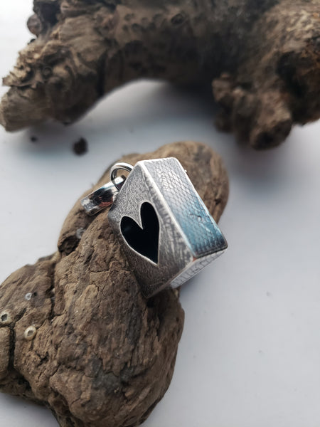 3D Double Sided Heart Turquoise Pendant