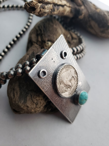 Buffalo Nickel and Turquoise Pendant