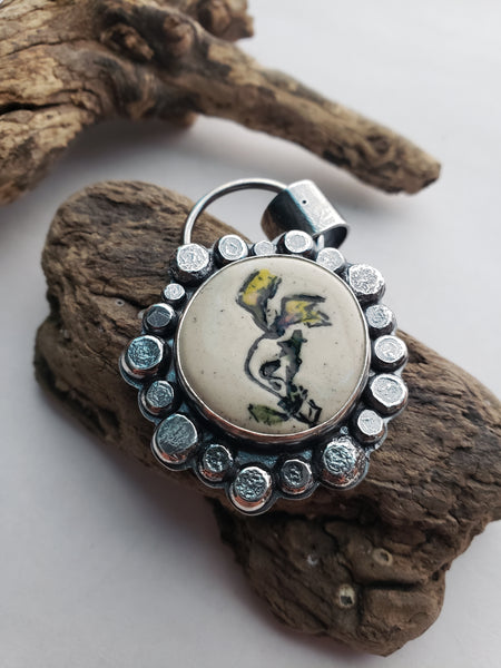 Ceramic Flower Medallion Pendant