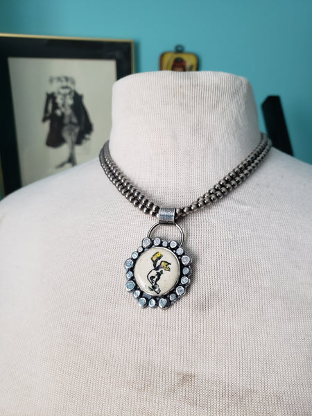 Ceramic Flower Medallion Pendant