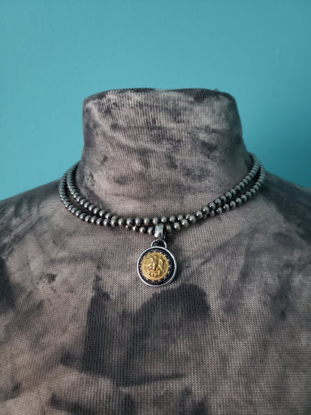 Vintage Brass Naval Button Pendant