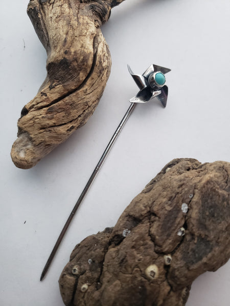 Kingman Turquoise Pinwheel (Hair) Pin