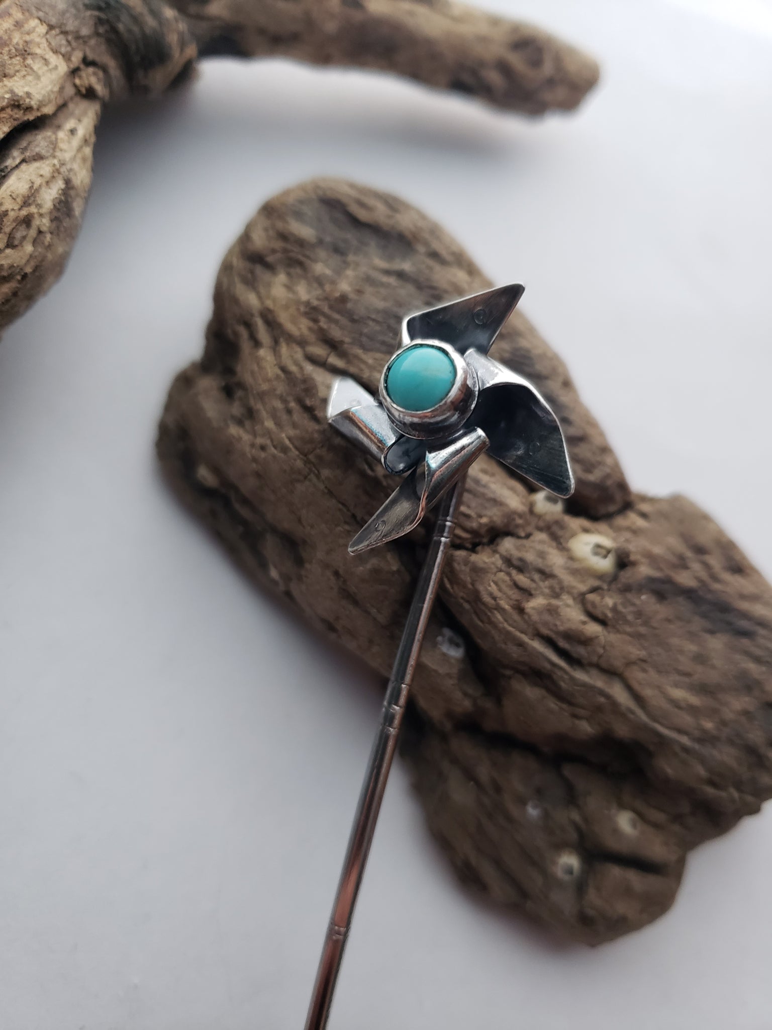 Kingman Turquoise Pinwheel (Hair) Pin