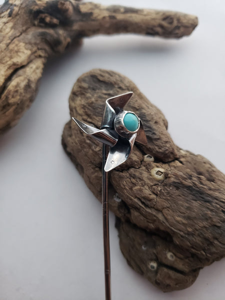 Kingman Turquoise Pinwheel (Hair) Pin
