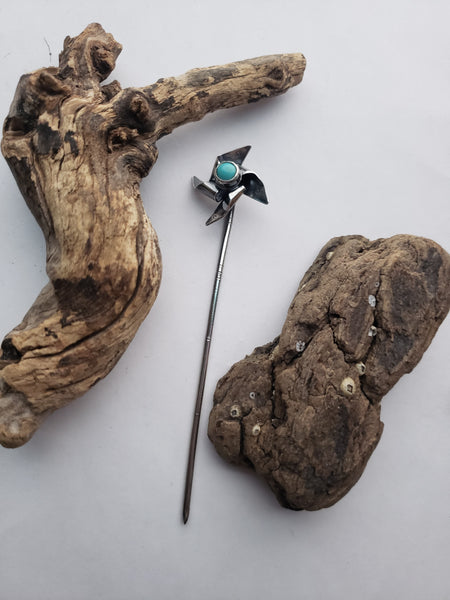 Kingman Turquoise Pinwheel (Hair) Pin