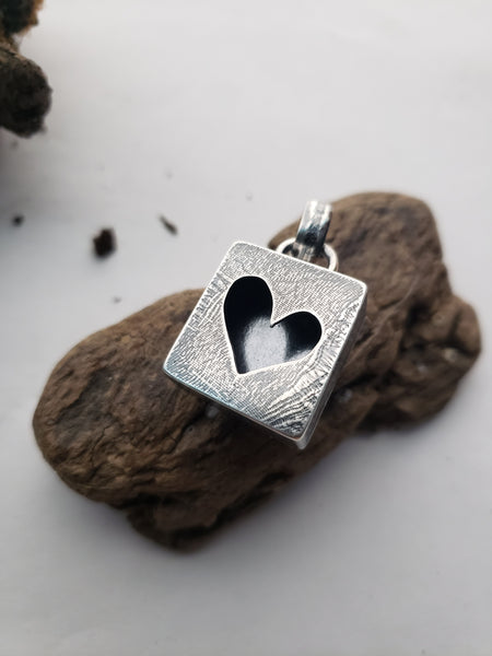 3D Double Sided Heart Turquoise Pendant
