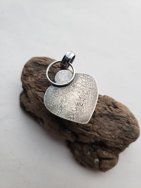 Petrified Palm Wood and Kingman Turquoise Heart Pendant