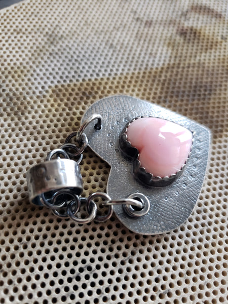 Conch shell heart pendant, sterling silver heart pendant 