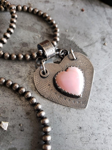 Pink Conch Heart Pendant