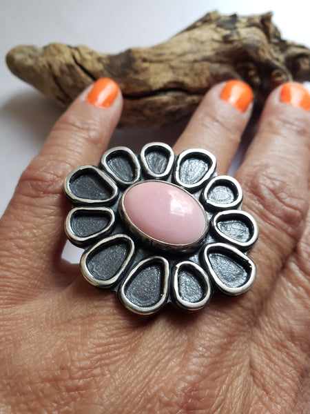 Pink Conch Flower Ring (9-9.25)