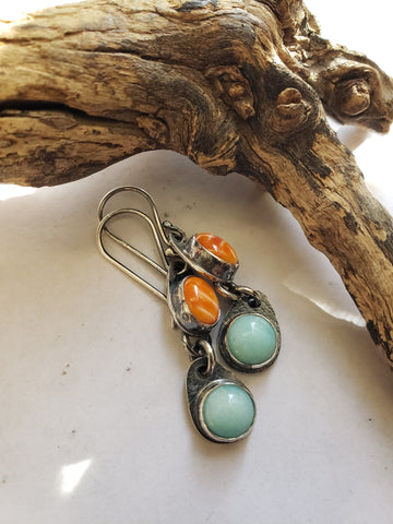 Spiny Oyster and Amazonite Earrings