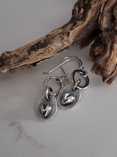 Recycled Sterling Silver Heart Earrings