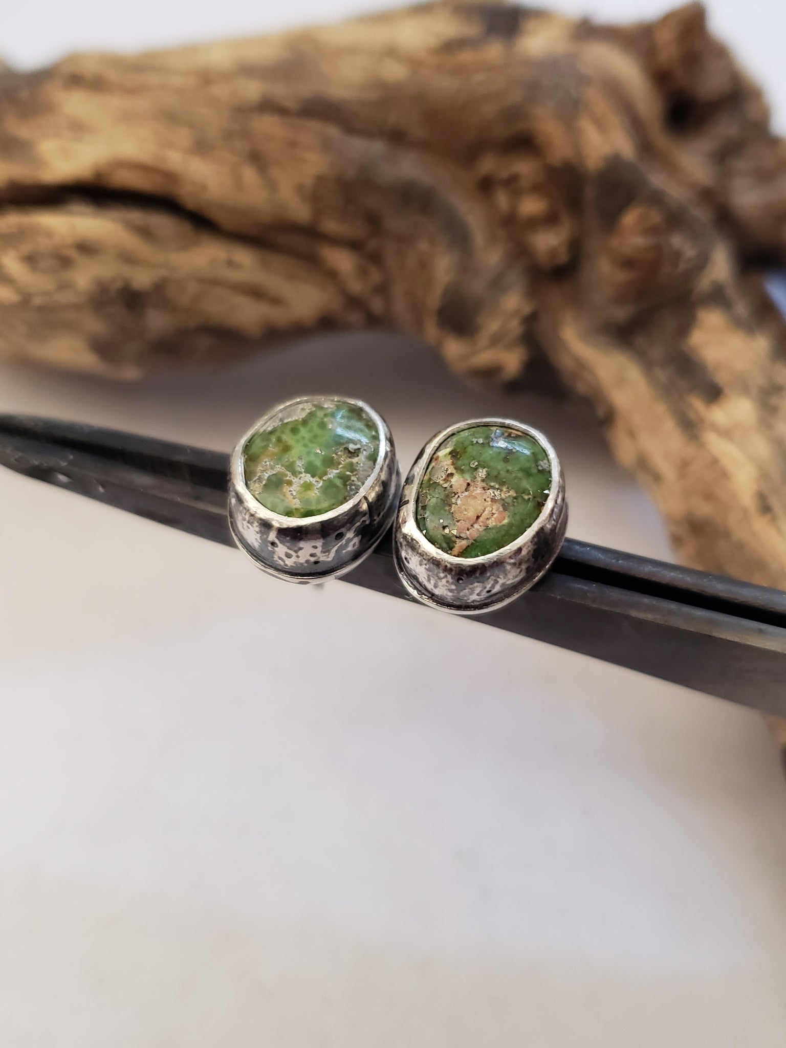 Green Sonoran Gold Turquoise Studs
