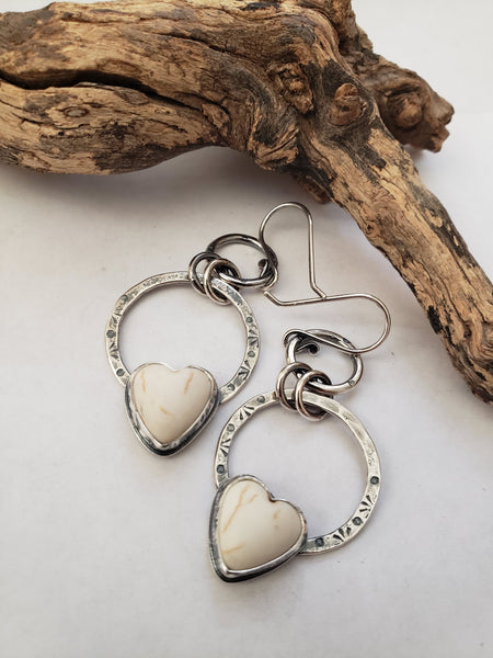 Chubby Magnesite Heart Earrings