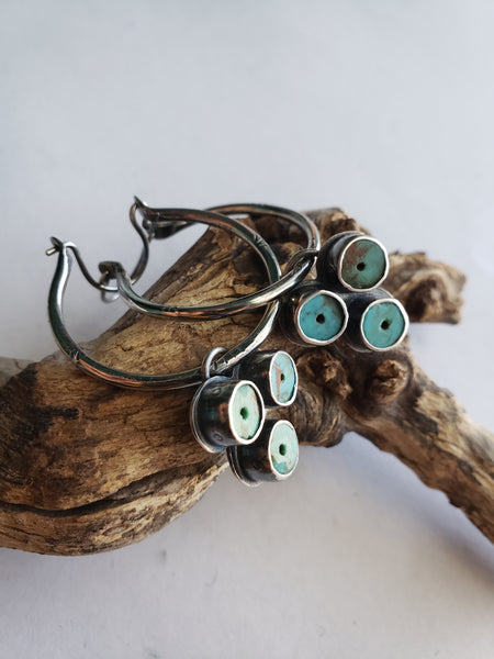 Triple Kingman Bead Hoop Earrings