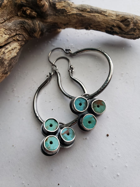 Triple Kingman Bead Hoop Earrings