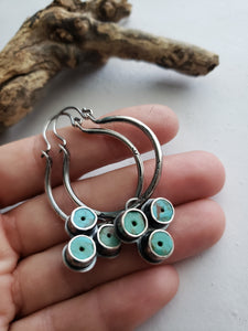 Triple Kingman Bead Hoop Earrings