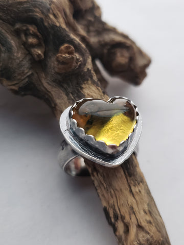 Amber Heart Ring