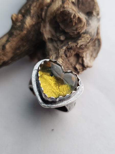 Amber Heart Ring