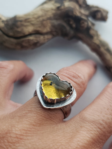 Amber Heart Ring