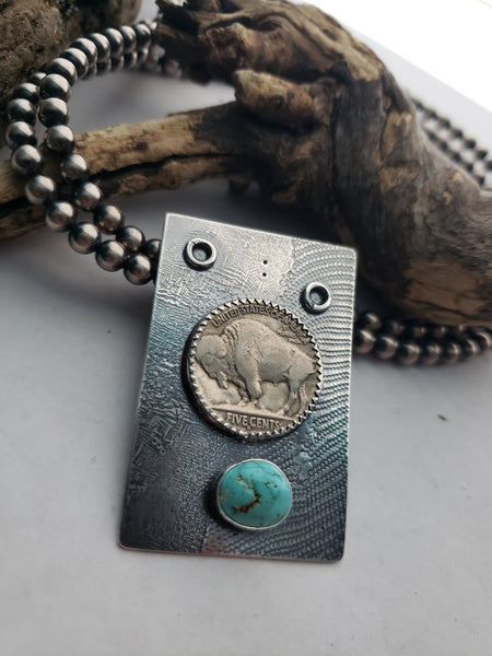 Buffalo Nickel and Turquoise Pendant