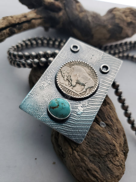 Buffalo Nickel and Turquoise Pendant