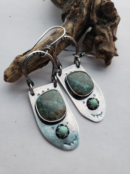 Kingman Turquoise and Utah Variscite Chandelier Earrings