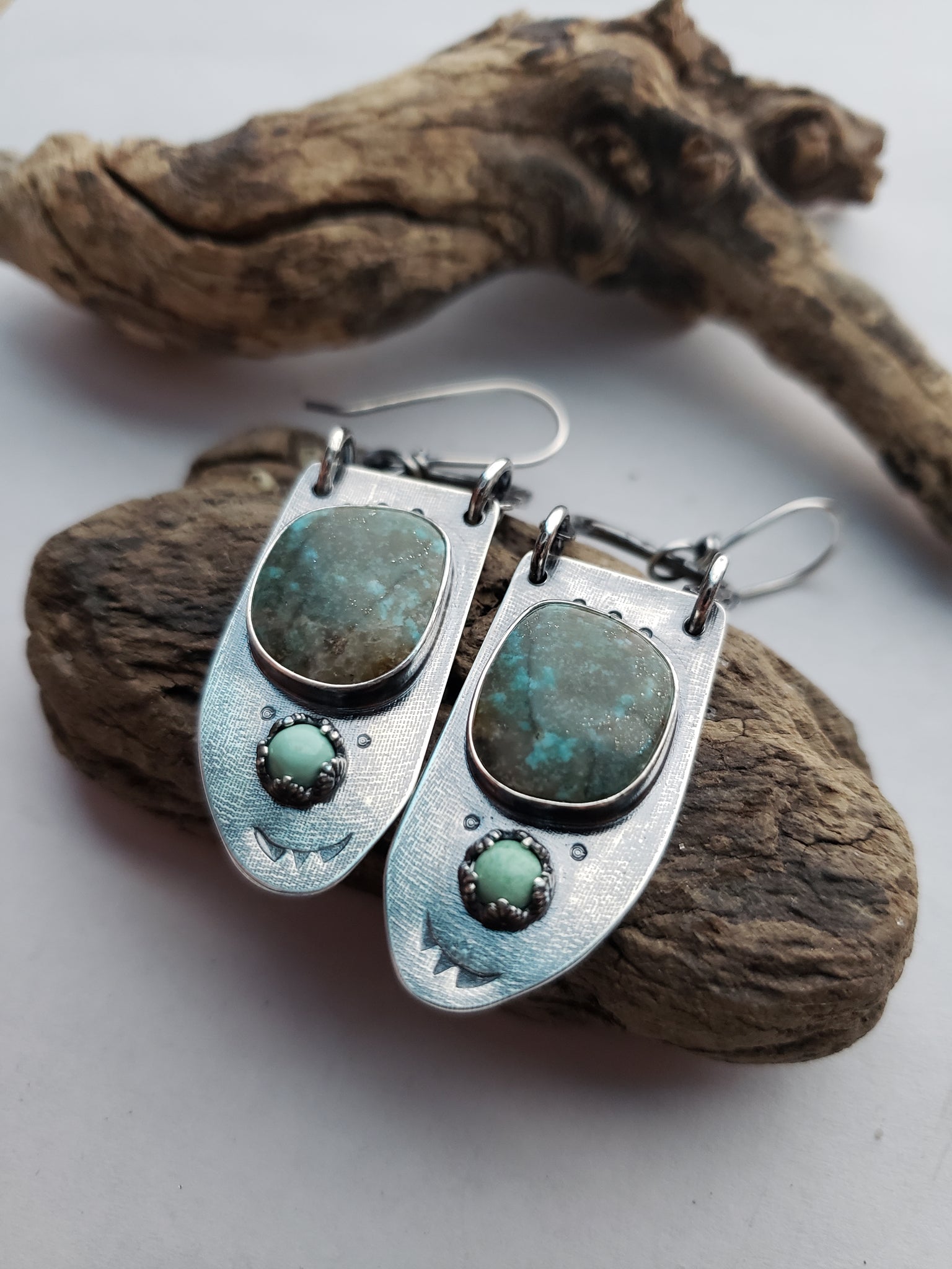 Kingman Turquoise and Utah Variscite Chandelier Earrings
