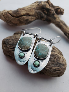Kingman Turquoise and Utah Variscite Chandelier Earrings