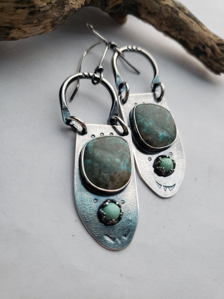 Kingman Turquoise and Utah Variscite Chandelier Earrings