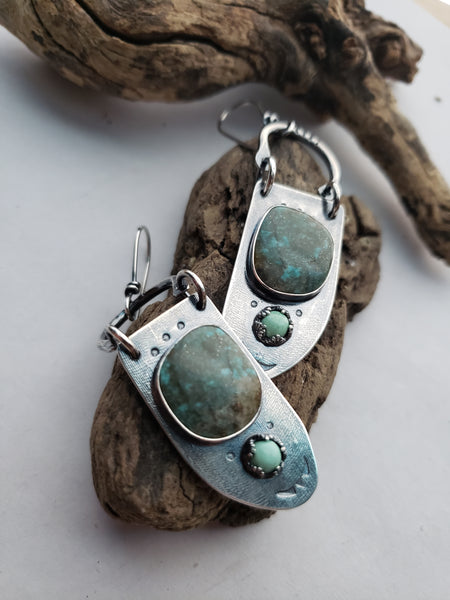 Kingman Turquoise and Utah Variscite Chandelier Earrings