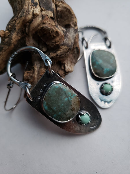 Kingman Turquoise and Utah Variscite Chandelier Earrings
