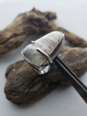 "Stinking Water" Plume Agate Ring