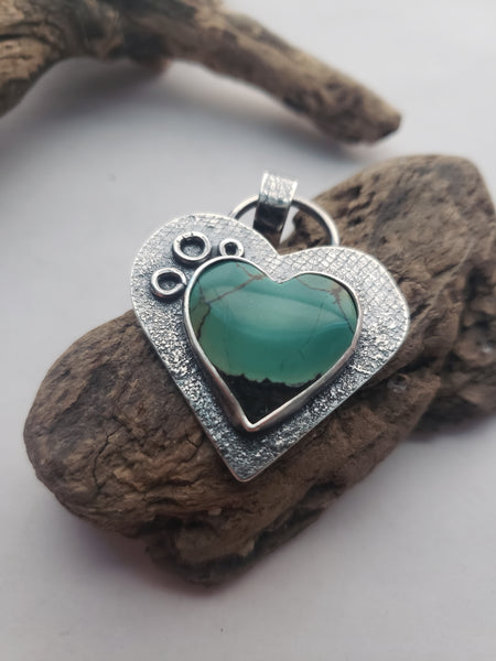 "Desert Lightning"Turquoise Heart Pendant