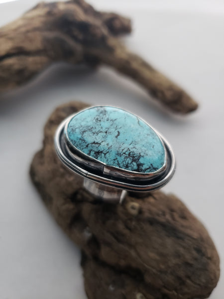 Bright Blue Turquoise Shadowbox Ring