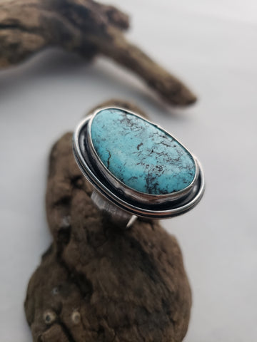 Bright Blue Turquoise Shadowbox Ring