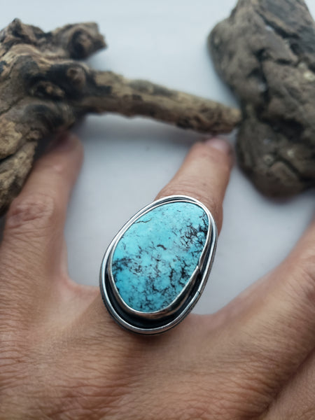 Bright Blue Turquoise Shadowbox Ring