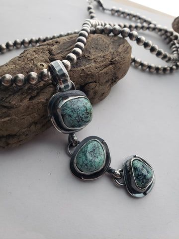 3 Stone Kingman Turquoise Nugget Pendant